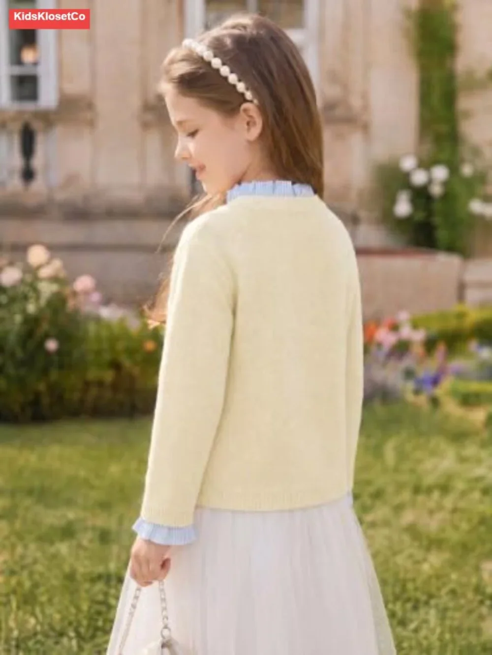 Girls Ruffle Trim Pullover Sweater Long Sleeve Knit Top